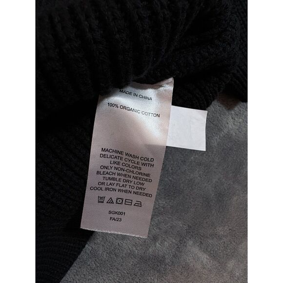 Quince V Neck Sweater 100 percent Organic Cotton Fisherman Black Size Small - Picture 5 of 8